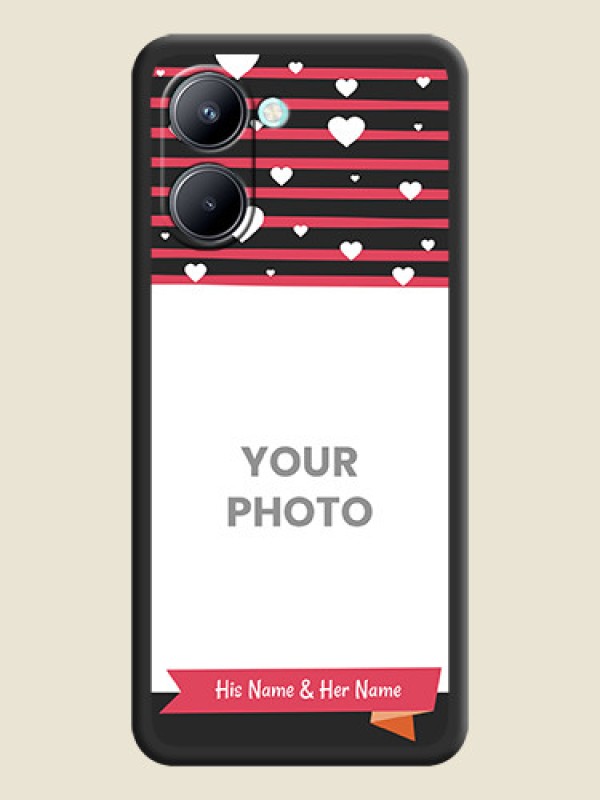 Custom White Color Love Symbols with Pink Lines Pattern on Space Black Custom Soft Matte Phone Cases - Realme C33 2023 - alternate view