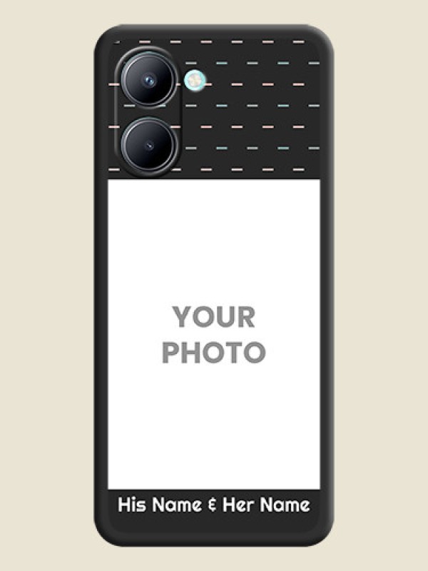Custom Line Pattern Design with Text on Space Black Custom Soft Matte Phone Back Cover - Realme C33 2023 - alternate view