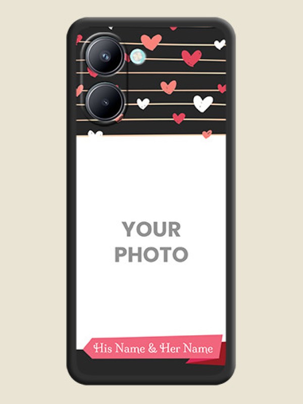 Custom Love Pattern with Name on Pink Ribbon  on Photo on Space Black Soft Matte Back Cover - Realme C33 - alternate view