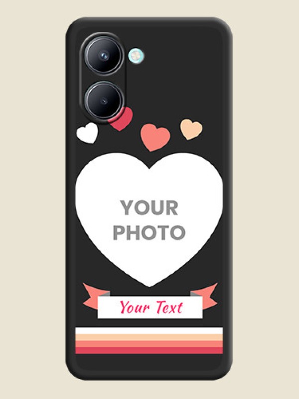 Custom Love Shaped Photo with Colorful Stripes on Personalised Space Black Soft Matte Cases - Realme C33 - alternate view