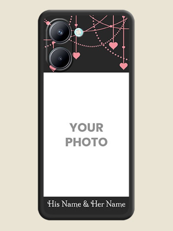Custom Pink Love Hangings with Text on Space Black Custom Soft Matte Back Cover - Realme C33 - alternate view