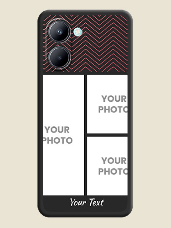 Custom Wave Pattern with 3 Image Holder on Space Black Custom Soft Matte Back Cover - Realme C33 - alternate view