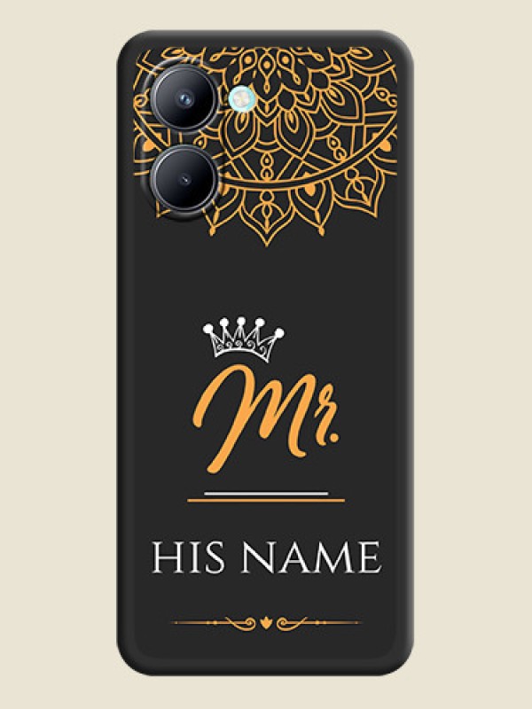 Custom Mr Name with Floral Design  on Personalised Space Black Soft Matte Cases - Realme C33 - alternate view