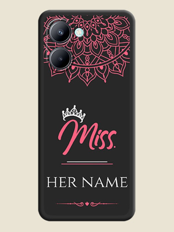 Custom Mrs Name with Floral Design on Space Black Personalized Soft Matte Phone Covers - Realme C33 - alternate view