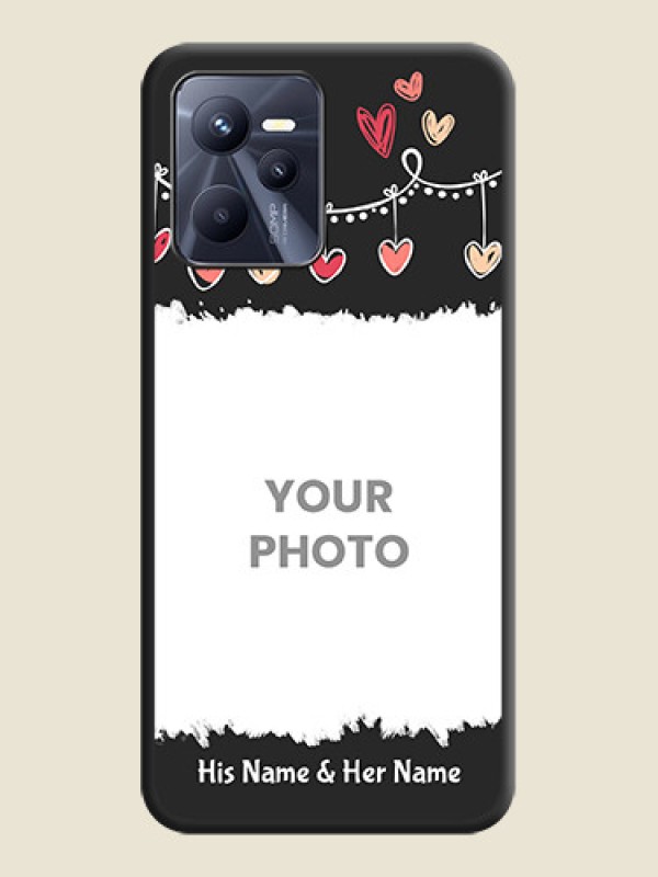Custom Pink Love Hangings with Name on Space Black Custom Soft Matte Phone Cases - Realme C35 - alternate view