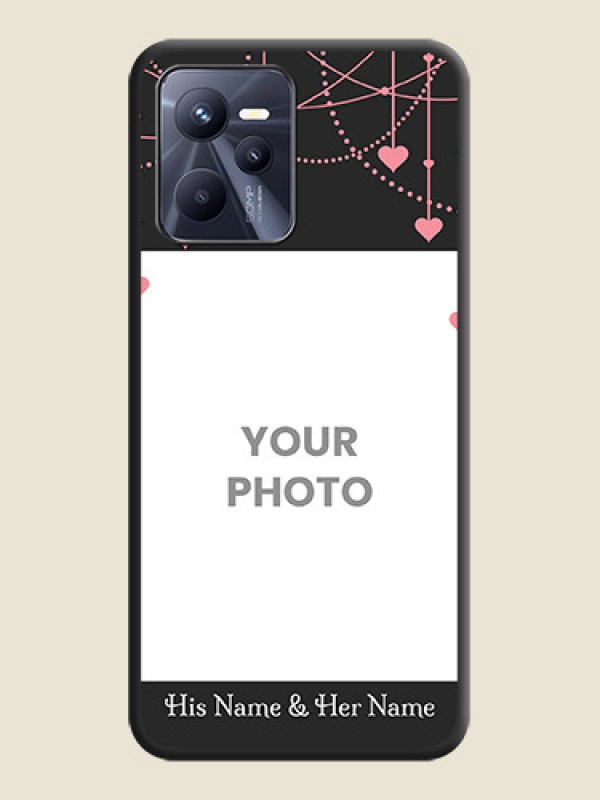Custom Pink Love Hangings with Text on Space Black Custom Soft Matte Back Cover - Realme C35 - alternate view