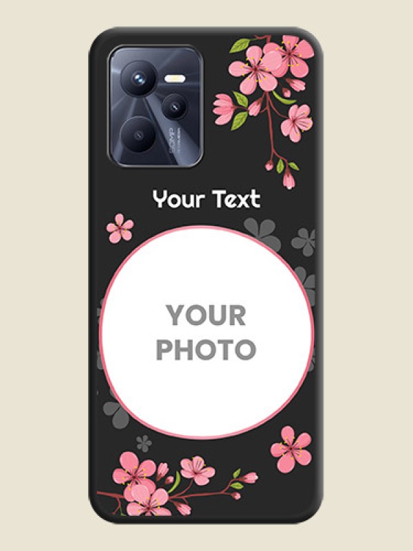 Custom Round Image with Pink Color Floral Design on Photo on Space Black Soft Matte Back Cover - Realme C35 - alternate view
