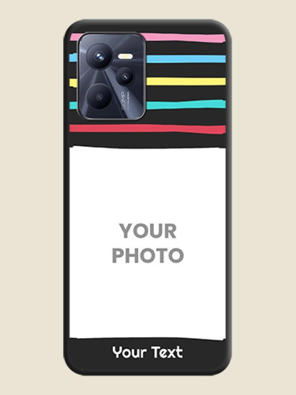 Custom Multicolor Lines with Image on Space Black Personalized Soft Matte Phone Covers - Realme C35 - alternate view