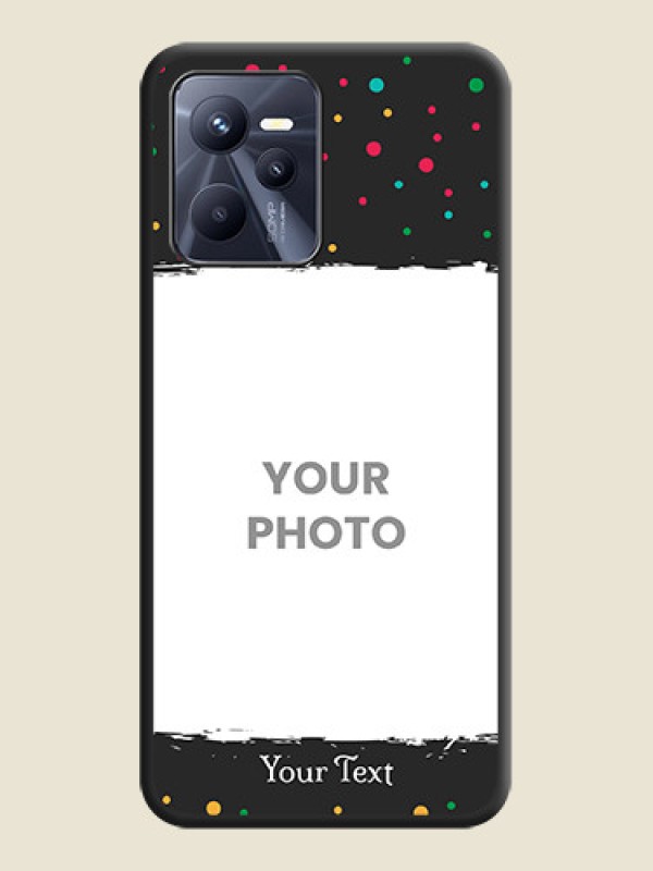 Custom Multicolor Dotted Pattern with Text on Space Black Custom Soft Matte Phone Back Cover - Realme C35 - alternate view