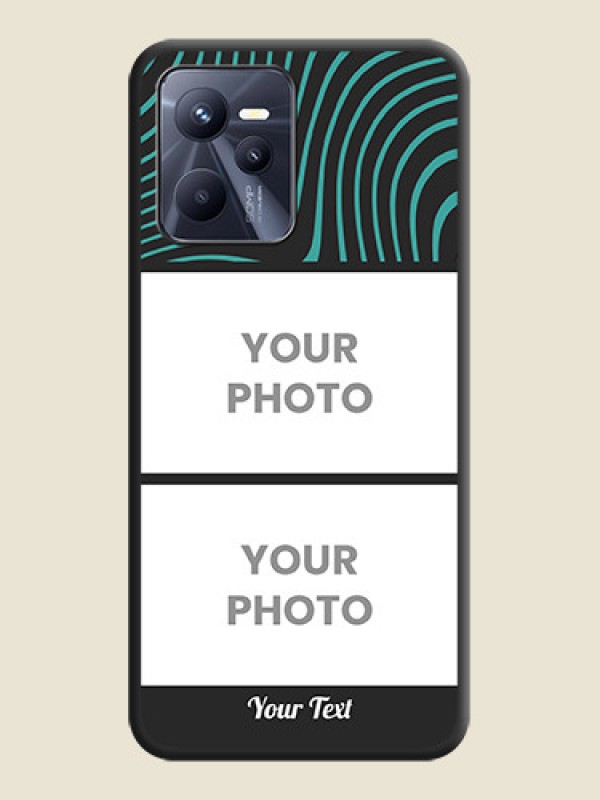 Custom Wave Pattern with 2 Image Holder on Space Black Personalized Soft Matte Phone Covers - Realme C35 - alternate view