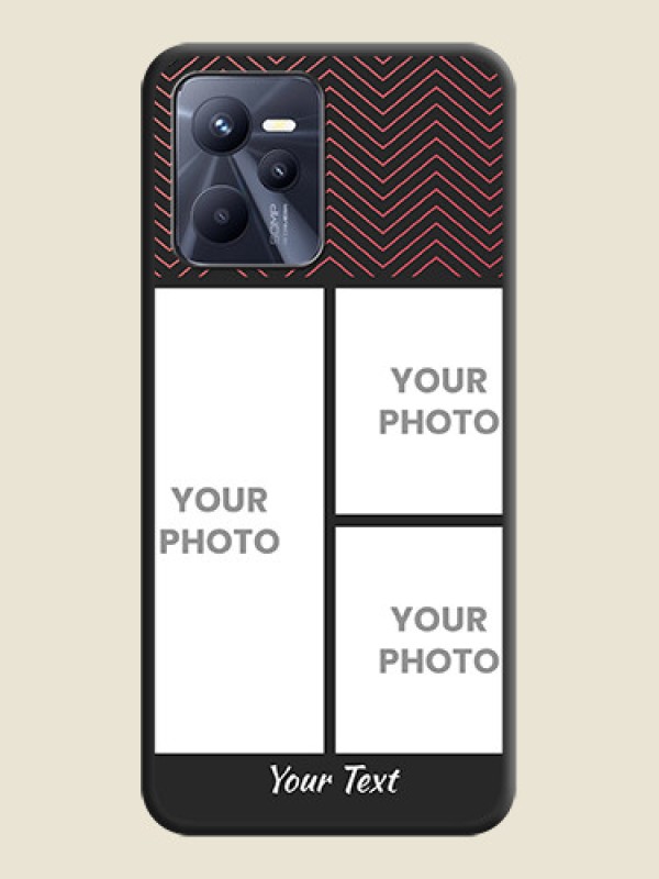 Custom Wave Pattern with 3 Image Holder on Space Black Custom Soft Matte Back Cover - Realme C35 - alternate view