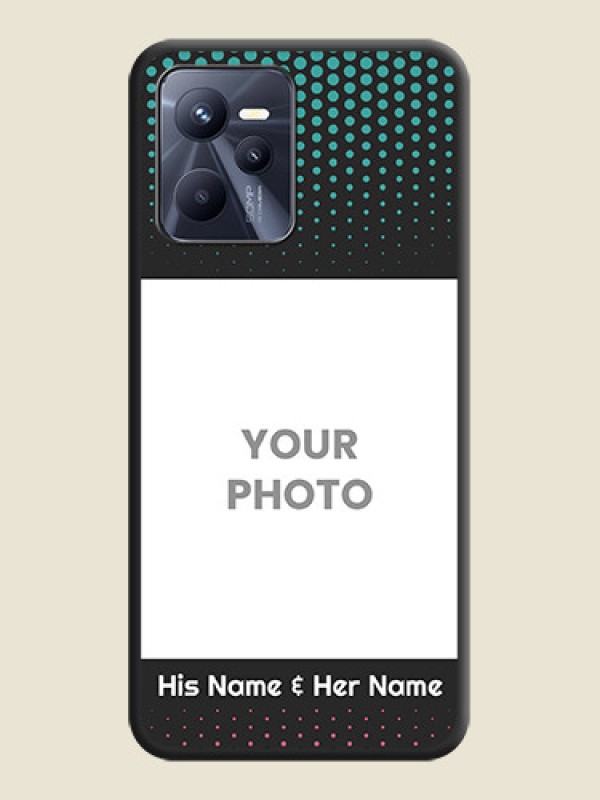 Custom Faded Dots with Grunge Photo Frame and Text on Space Black Custom Soft Matte Phone Cases - Realme C35 - alternate view