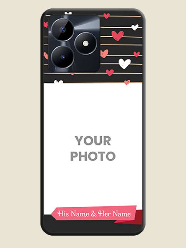 Custom Love Pattern with Name on Pink Ribbon - Photo on Space Black Soft Matte Back Cover - Realme C31 - alternate view