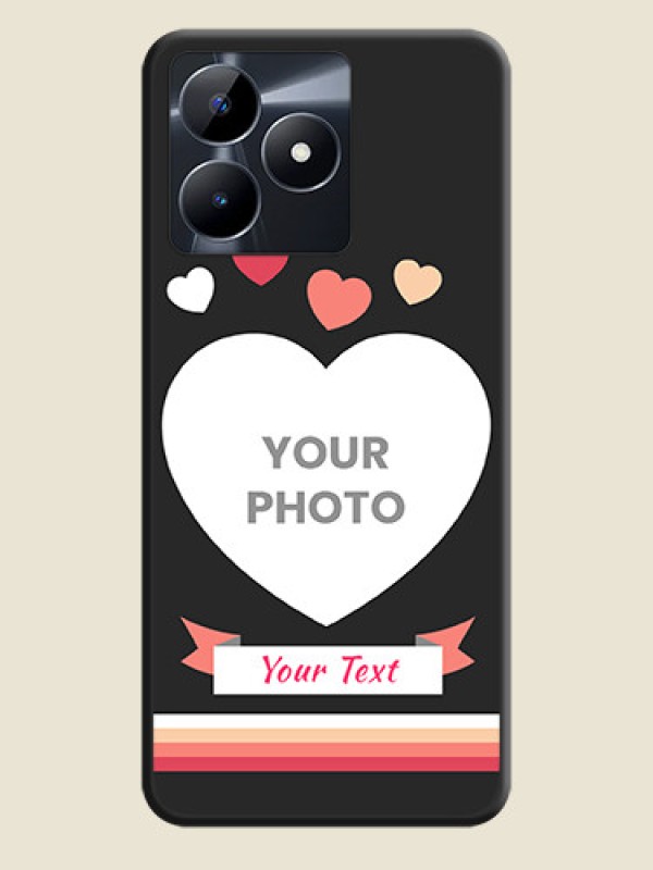 Custom Love Shaped Photo with Colorful Stripes on Personalised Space Black Soft Matte Cases - Realme C31 - alternate view