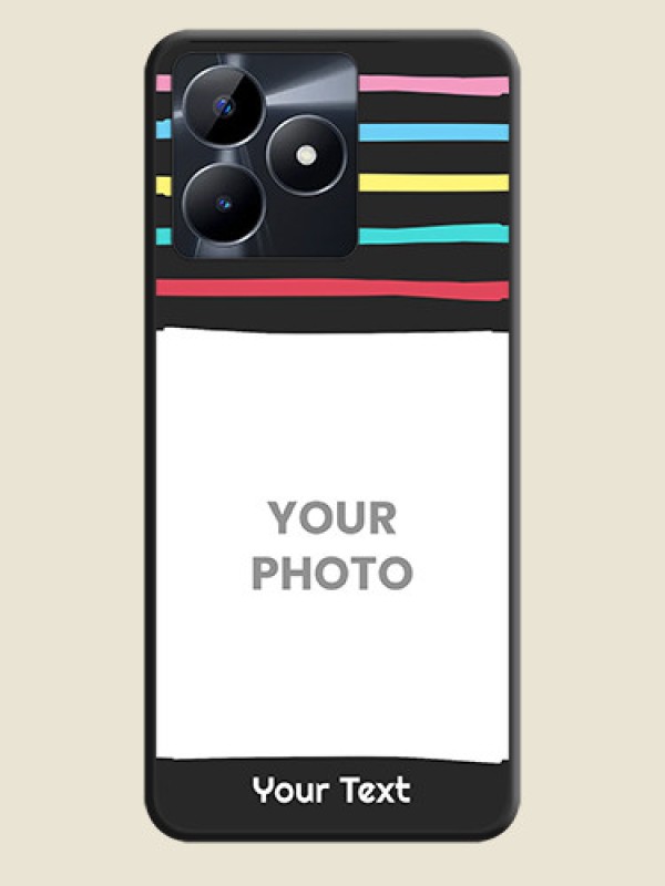 Custom Multicolor Lines with Image on Space Black Personalized Soft Matte Phone Covers - Realme C31 - alternate view