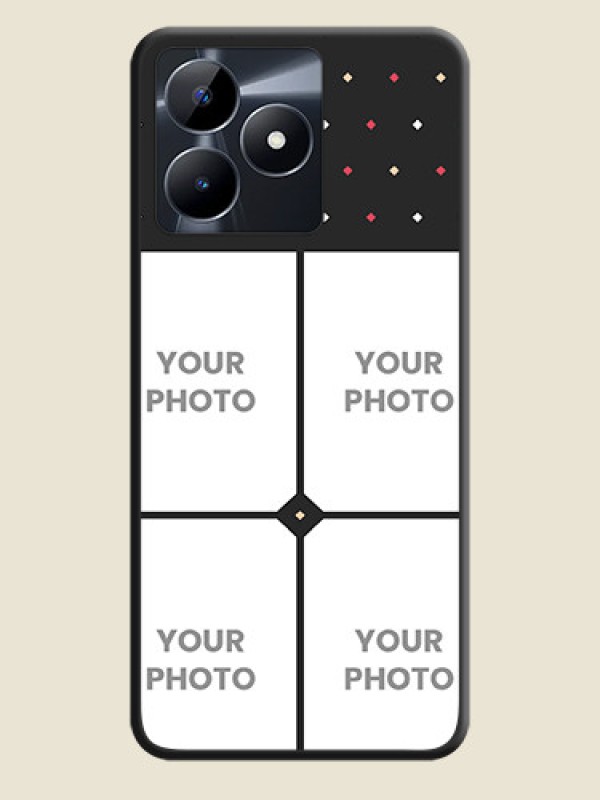 Custom Multicolor Dotted Pattern with 4 Image Holder on Space Black Custom Soft Matte Phone Cases - Realme C31 - alternate view