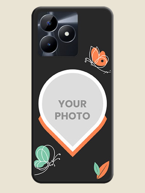 Custom Upload Pic With Simple Butterly Design On Space Black Personalized Soft Matte Phone Covers - Realme C31 - alternate view