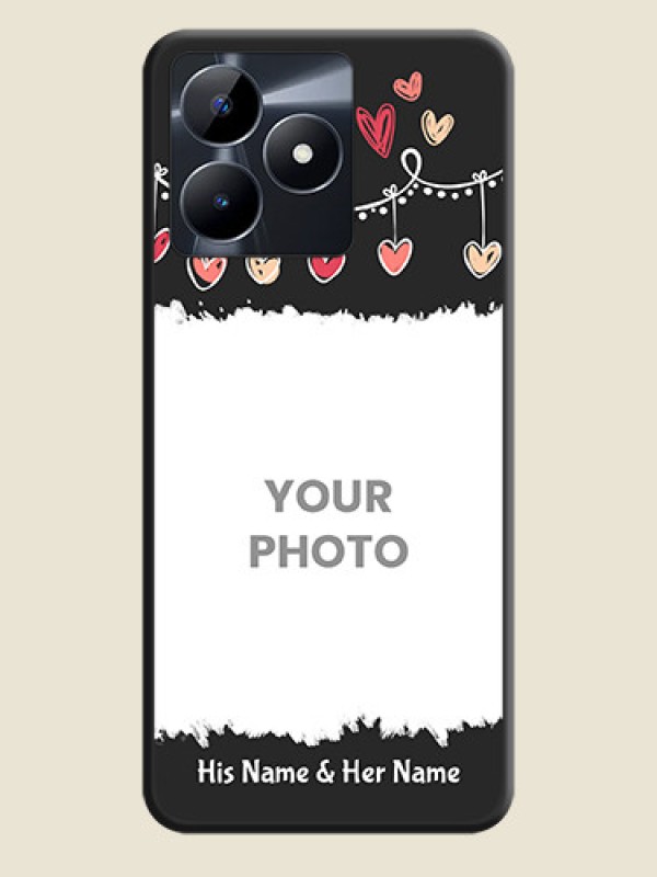 Custom Pink Love Hangings with Name on Space Black Custom Soft Matte Phone Cases - Realme C53 - alternate view