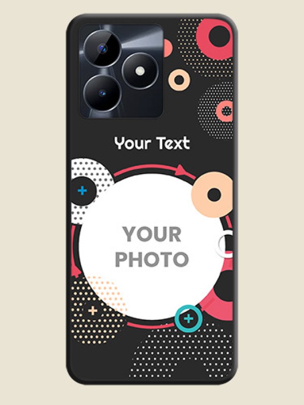 Custom Multicoloured Round Image on Personalised Space Black Soft Matte Cases - Realme C53 - alternate view