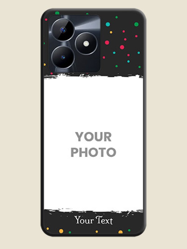 Custom Multicolor Dotted Pattern with Text on Space Black Custom Soft Matte Phone Back Cover - Realme C53 - alternate view