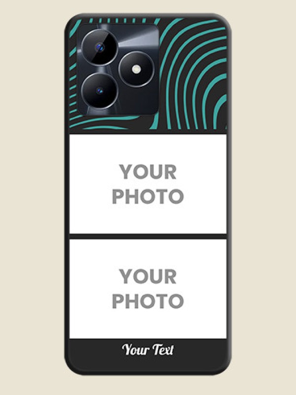 Custom Wave Pattern with 2 Image Holder on Space Black Personalized Soft Matte Phone Covers - Realme C53 - alternate view