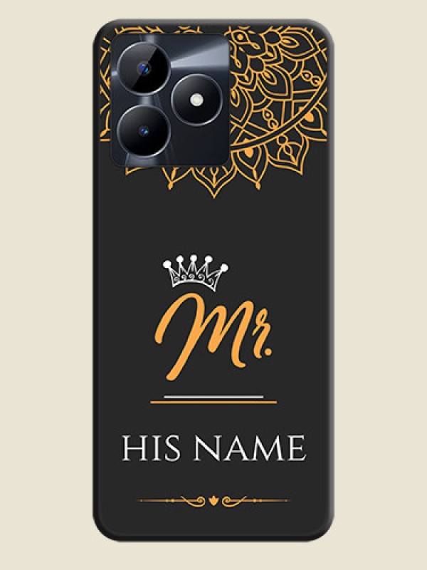 Custom Mr Name with Floral Design on Personalised Space Black Soft Matte Cases - Realme C53 - alternate view