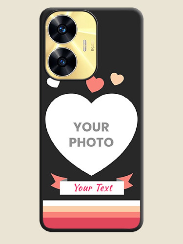 Custom Love Shaped Photo with Colorful Stripes on Personalised Space Black Soft Matte Cases - Realme C55 - alternate view