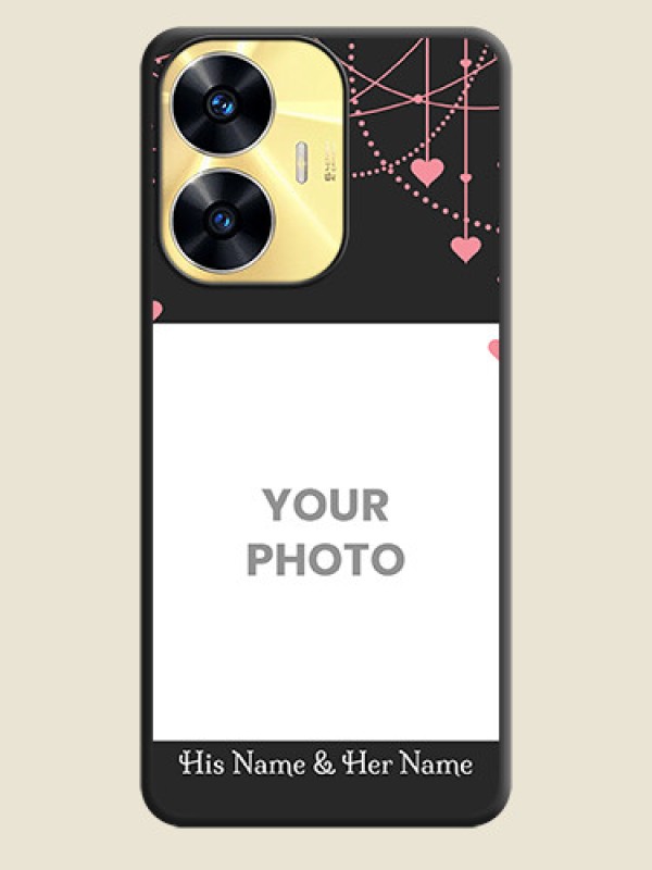 Custom Pink Love Hangings with Text on Space Black Custom Soft Matte Back Cover - Realme C55 - alternate view