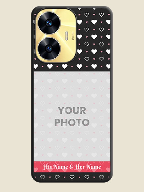 Custom White Color Love Symbols with Text Design on Photo on Space Black Soft Matte Phone Cover - Realme C55 - alternate view
