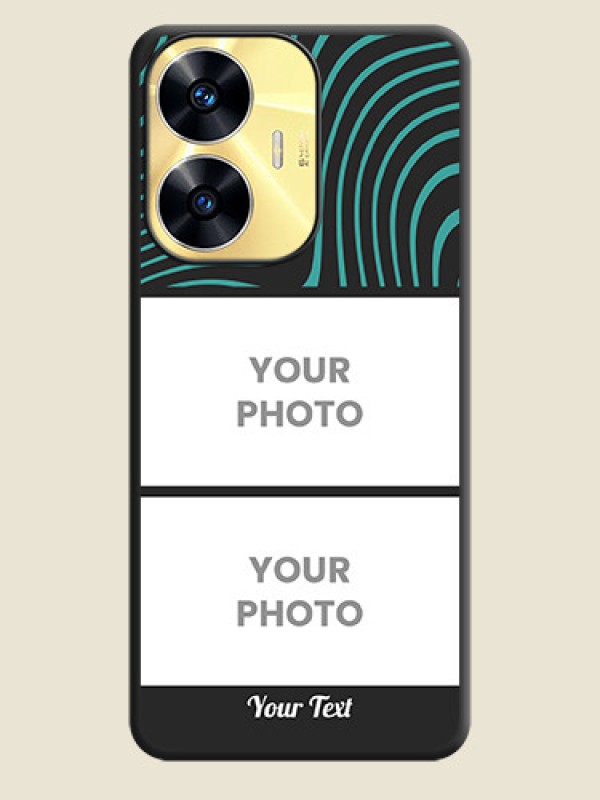 Custom Wave Pattern with 2 Image Holder on Space Black Personalized Soft Matte Phone Covers - Realme C55 - alternate view