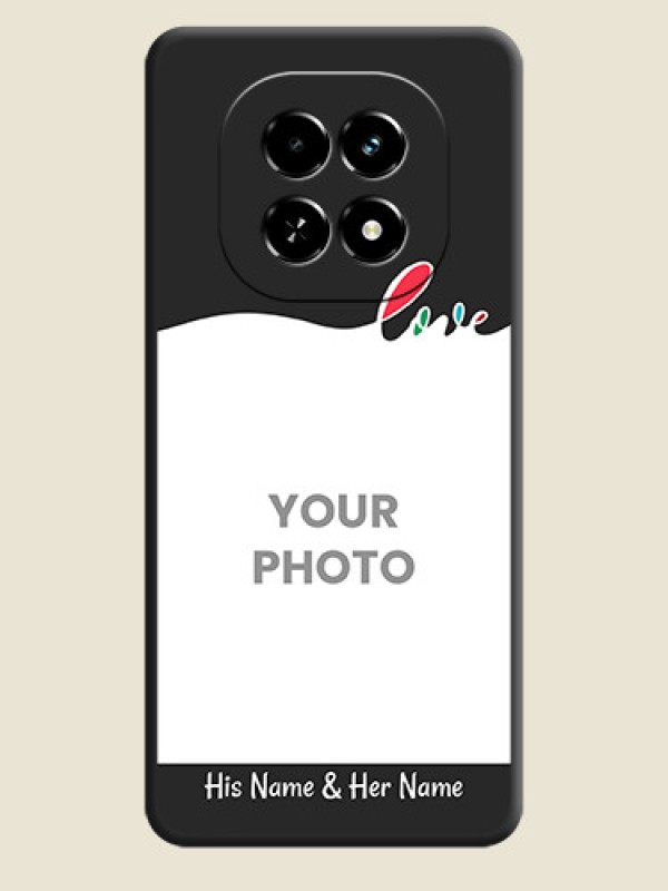Custom Fall in Love Pattern with Picture on Photo On Space Black Custom Soft Matte Mobile Back Cover - Realme C63 5G - alternate view