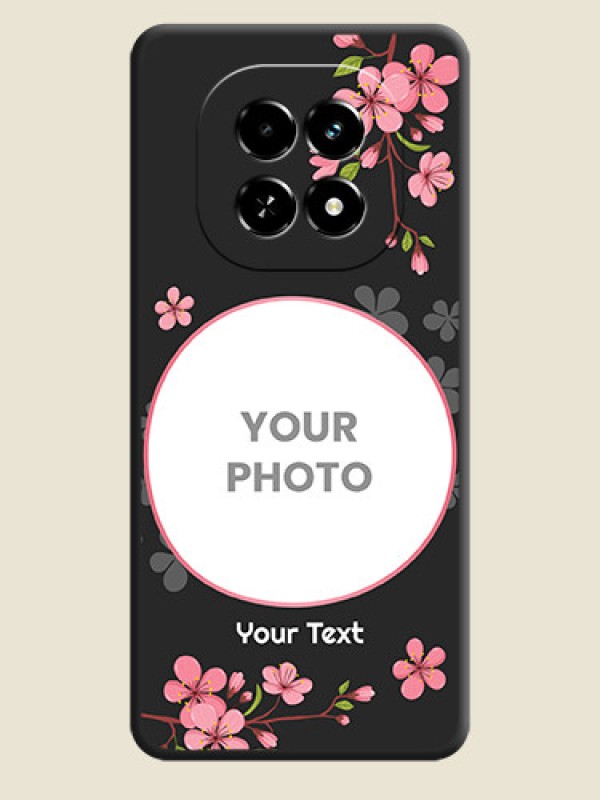 Custom Round Image with Pink Color Floral Design on Photo On Space Black Custom Soft Matte Mobile Back Cover - Realme C63 5G - alternate view