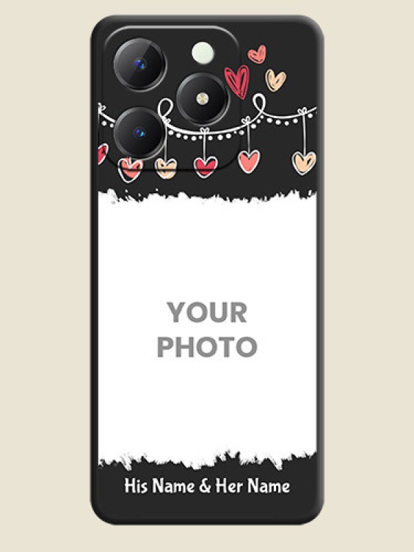 Custom Pink Love Hangings with Name On Space Black Custom Soft Matte Mobile Back Cover - Realme C63 - alternate view