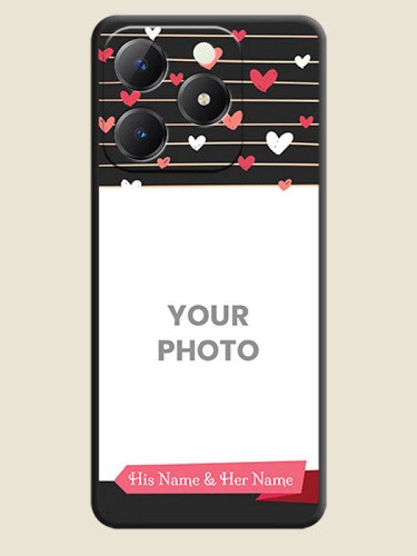 Custom Love Pattern with Name on Pink Ribbon on Photo On Space Black Custom Soft Matte Mobile Back Cover - Realme C63 - alternate view