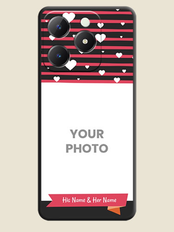 Custom White Color Love Symbols with Pink Lines Pattern On Space Black Custom Soft Matte Mobile Back Cover - Realme C63 - alternate view