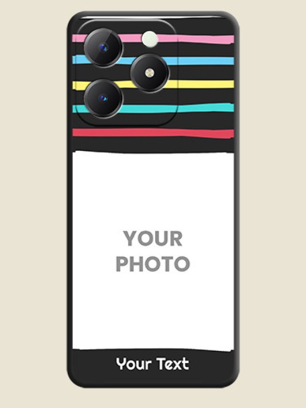 Custom Multicolor Lines with Image On Space Black Custom Soft Matte Mobile Back Cover - Realme C63 - alternate view