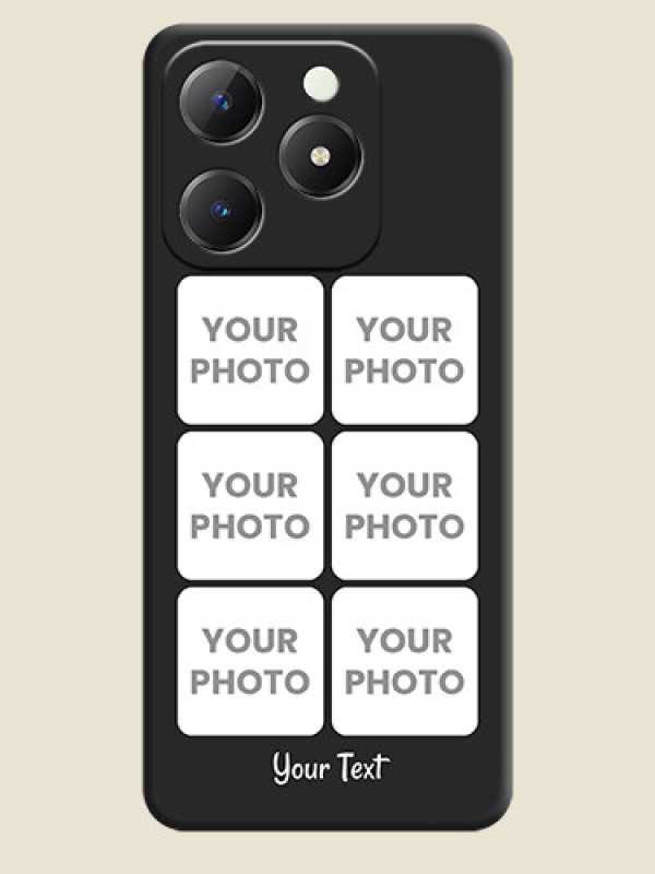 Custom Floral Art with 6 Image Holder on Photo On Space Black Custom Soft Matte Mobile Back Cover - Realme C63 - alternate view