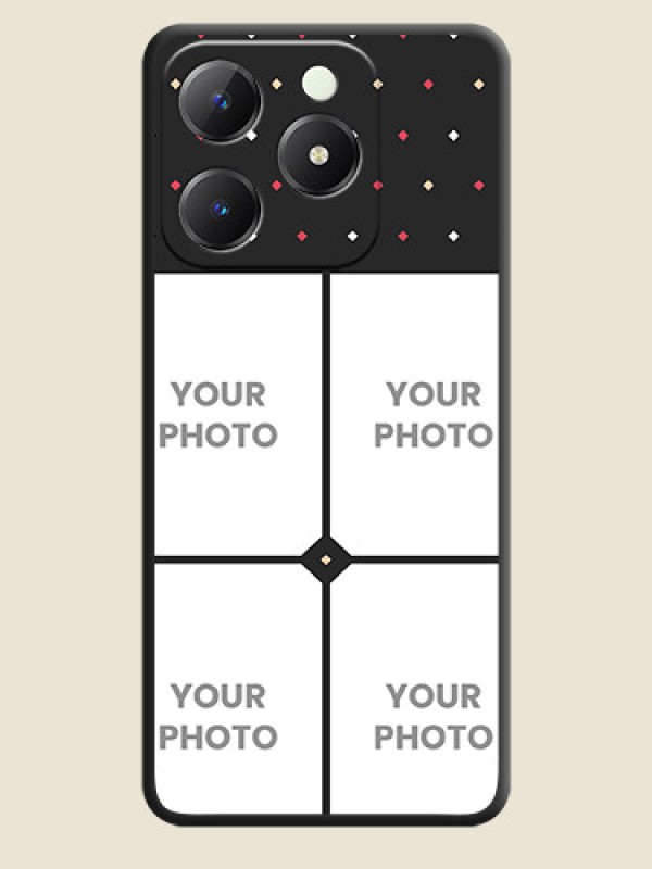 Custom Multicolor Dotted Pattern with 4 Image Holder On Space Black Custom Soft Matte Mobile Back Cover - Realme C63 - alternate view