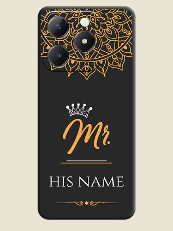 Custom Mr Name with Floral Design On Space Black Custom Soft Matte Mobile Back Cover - Realme C63 - alternate view