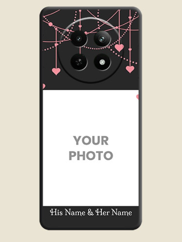 Custom Pink Love Hangings with Text on Space Black Custom Soft Matte Back Cover - Realme C65 5G - alternate view