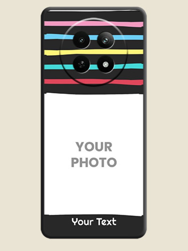 Custom Multicolor Lines with Image on Space Black Personalized Soft Matte Phone Covers - Realme C65 5G - alternate view
