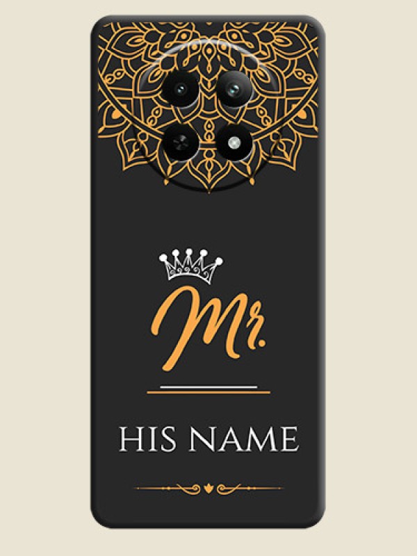 Custom Mr Name with Floral Design on Personalised Space Black Soft Matte Cases - Realme C65 5G - alternate view