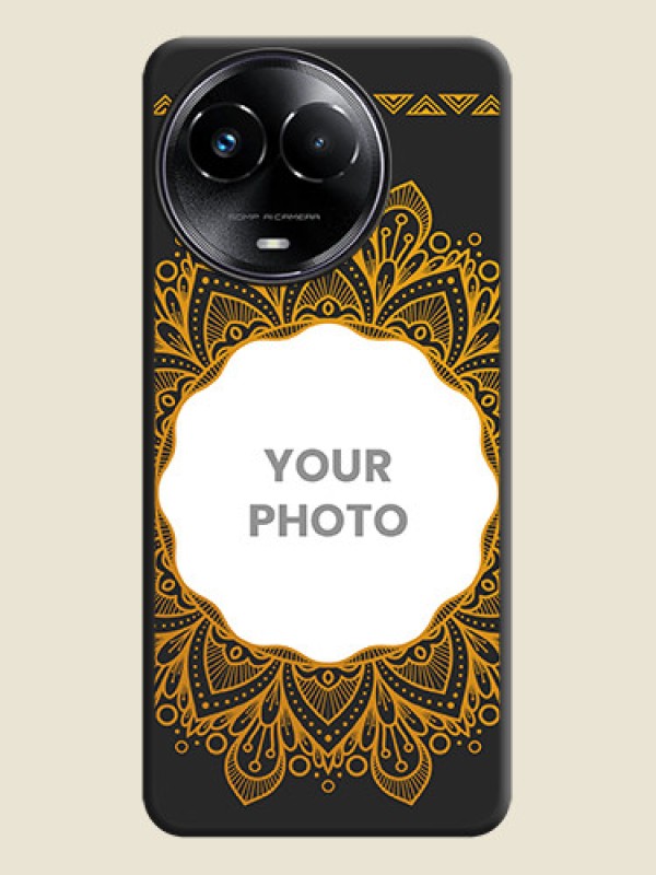 Custom Round Image with Floral Design - Photo on Space Black Soft Matte Mobile Cover - Realme C67 5G - alternate view
