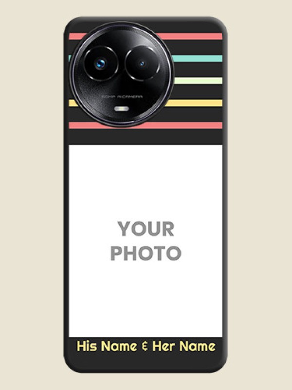 Custom Color Stripes with Photo and Text - Photo on Space Black Soft Matte Mobile Case - Realme C67 5G - alternate view