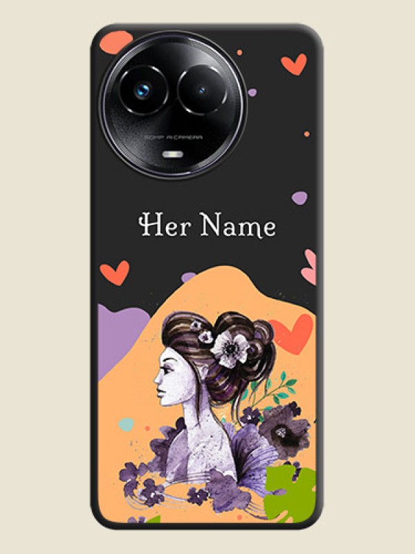 Custom Namecase For Her With Fancy Lady Image On Space Black Personalized Soft Matte Phone Covers - Realme C67 5G - alternate view