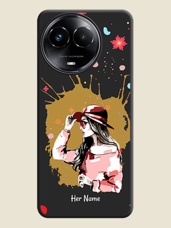 Custom Mordern Lady With Color Splash Background With Custom Text On Space Black Personalized Soft Matte Phone Covers - Realme C67 5G - alternate view