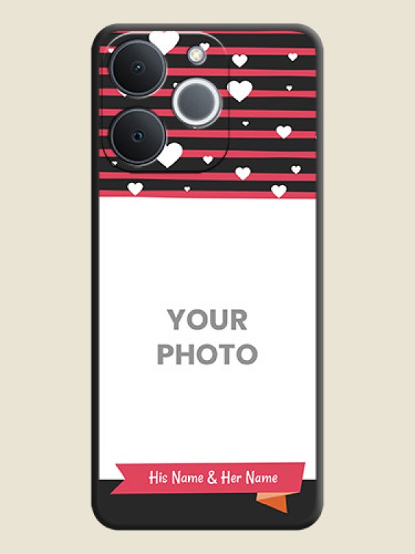 Custom White Color Love Symbols with Pink Lines Pattern On Space Black Custom Soft Matte Mobile Back Cover - Realme C71 4G - alternate view