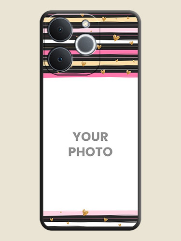 Custom Multicolor Lines and Golden Love Symbols Design on Photo On Space Black Custom Soft Matte Mobile Back Cover - Realme C71 4G - alternate view