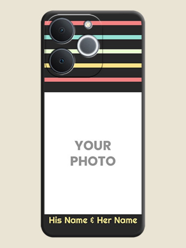 Custom Color Stripes with Photo and Text on Photo On Space Black Custom Soft Matte Mobile Back Cover - Realme C71 4G - alternate view
