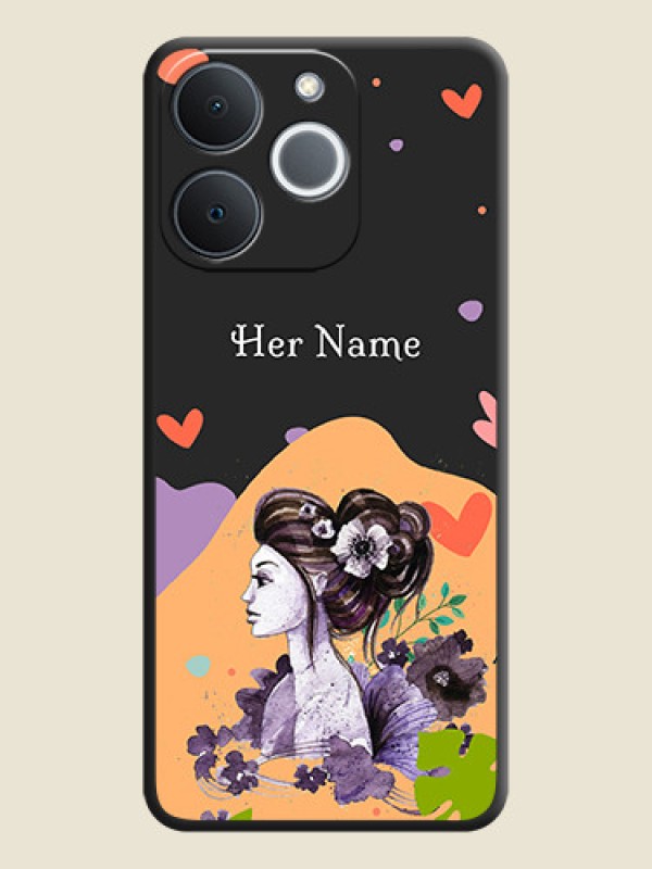 Custom Namecase For Her With Fancy Lady Image On Space Black Custom Soft Matte Mobile Back Cover - Realme C71 4G - alternate view